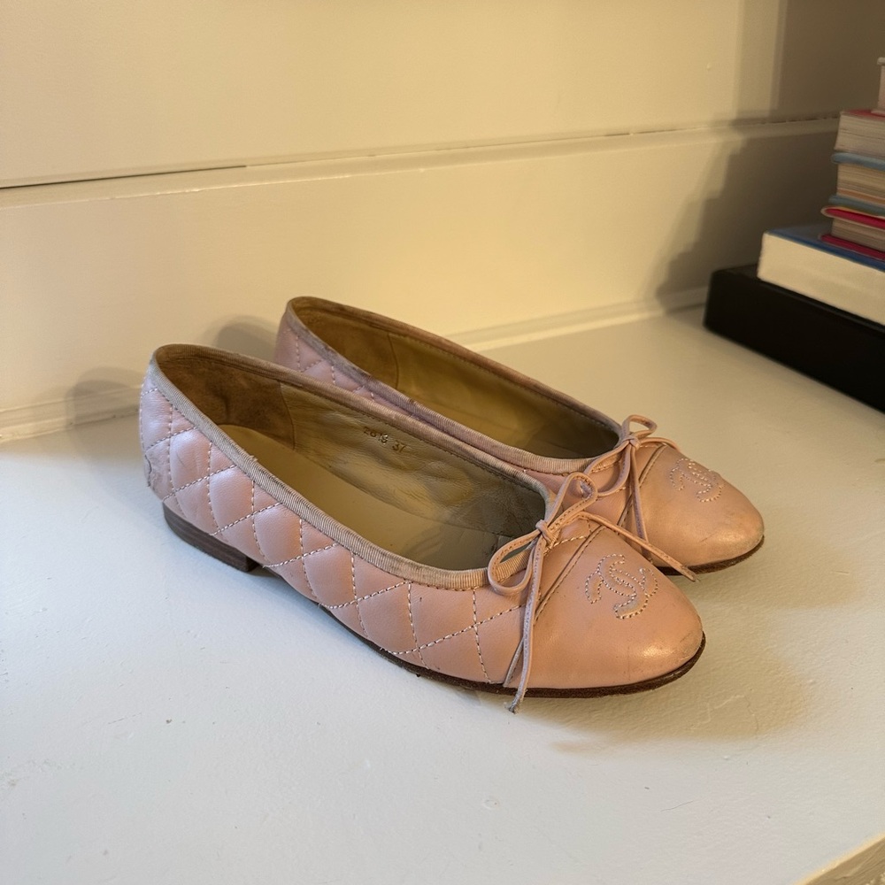 Chanel Pale Pink Quilted Flats - 37